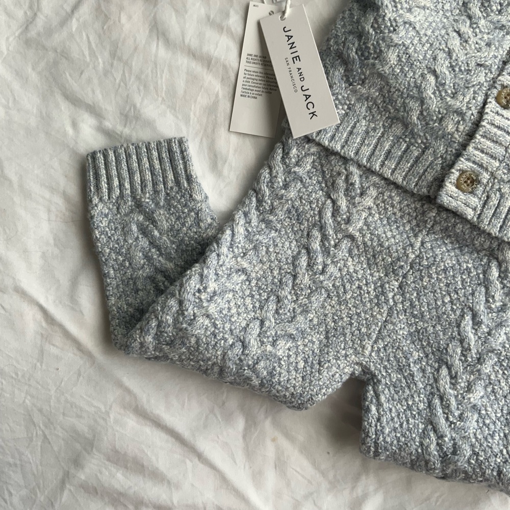 Janie and Jack Cable Knit Baby Set 18–24 Months NWT | Sweater Pants Hat - Picture 4 of 8
